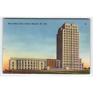 Vintage North Dakota State Capitol Bismarck Linen Postcard